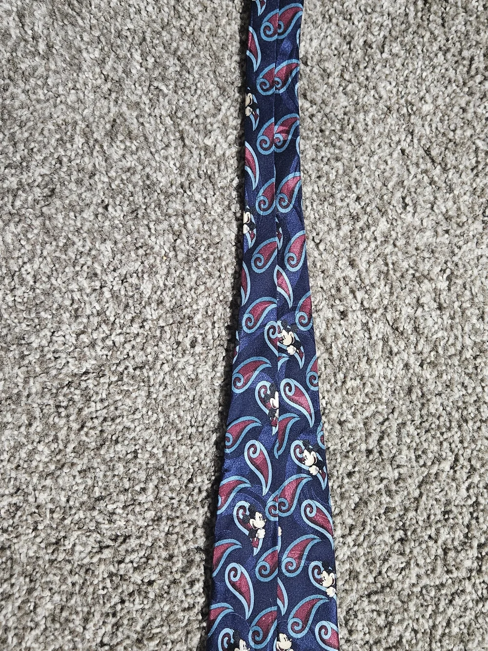 Disney Mickey Mouse Tie Mens Navy Blue OS 100% Silk